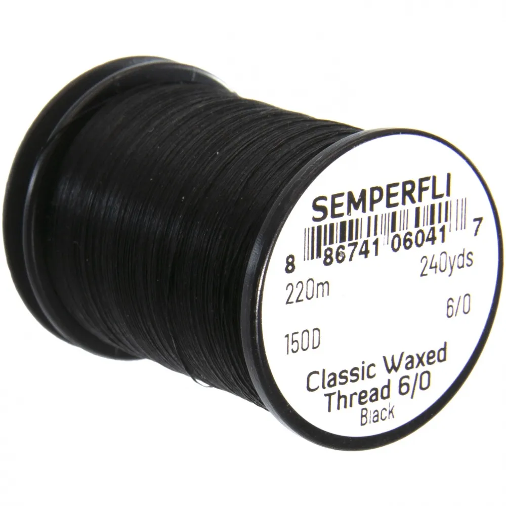 Tamboos Thread Classic Waxed Thread 6/0 Black - www.amfishingtackle.com