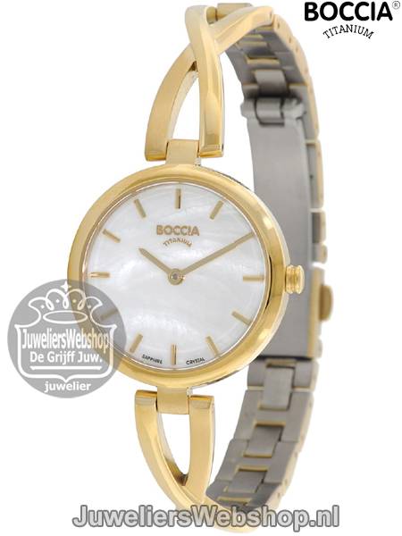 Boccia 3239-03 horloge dames titanium goudkleurig