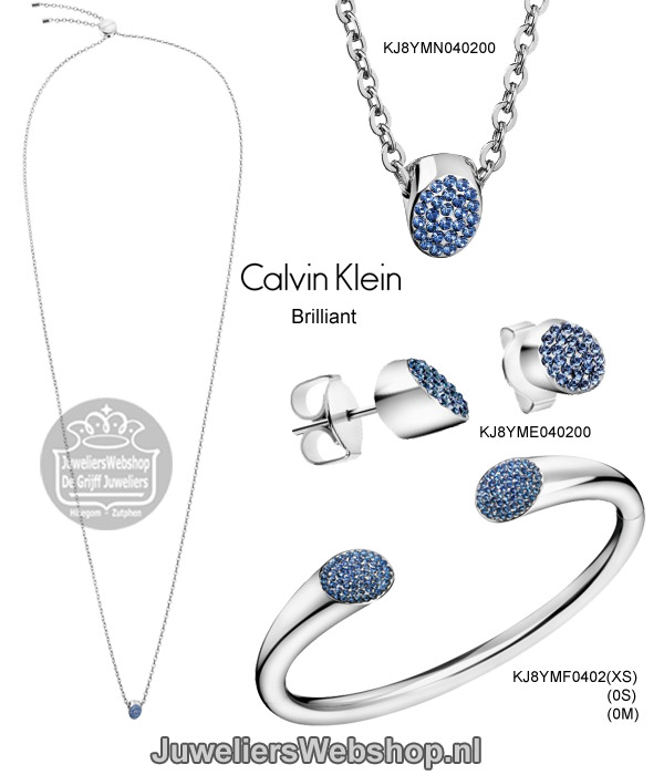Calvin Klein Brilliant Set KJ8Y Zilver met Blauw