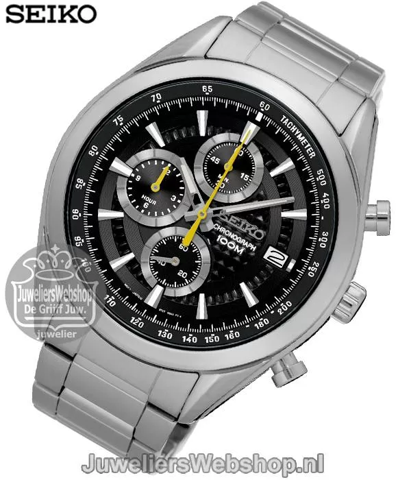 Seiko SSB175P1 Horloge Chronograaf met Zwarte Wijzerplaat