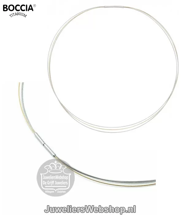 Boccia 0804 02 45 Bicolor Staaldraad Collier met Titanium Sluiting