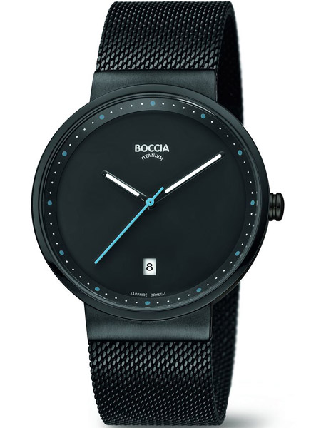 boccia 3615-02 heren horloge titanium zwart
