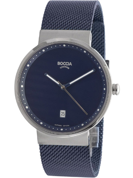 boccia 3615-05 heren horloge titanium blauw