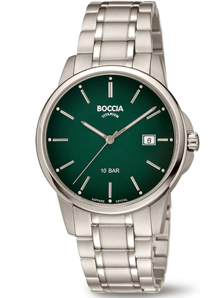 boccia horloge heren met groene wijzerplaat 3633-05