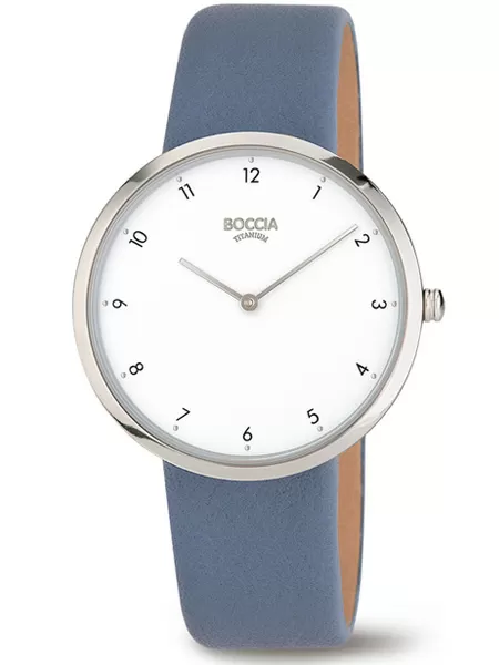 Boccia dames horloge 3309-07 titanium met blauwe leren band