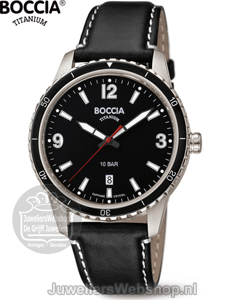 boccia 3635-01 heren horloge titanium zwart