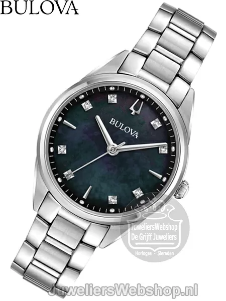 Bulova Sutton Classic Horloge 96P198 Edelstaal Parelmoer met Diamant