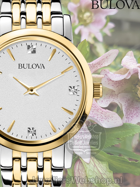 Bulova Classic 98P115 Dames Horloge Bicolor met Diamant