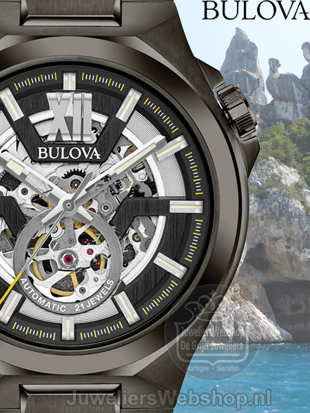 Bulova Maquina Automaat 98A179 Horloge Zwart