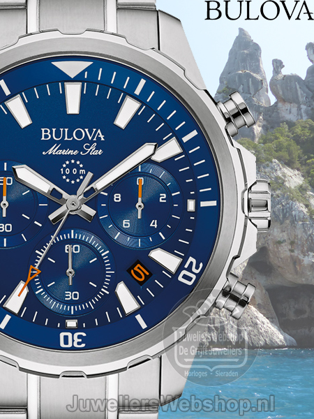 Bulova Marine Star 96B256 Horloge Blauw