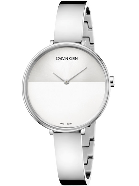 calvin klein horloge rise k7a23146 staal zilver wit