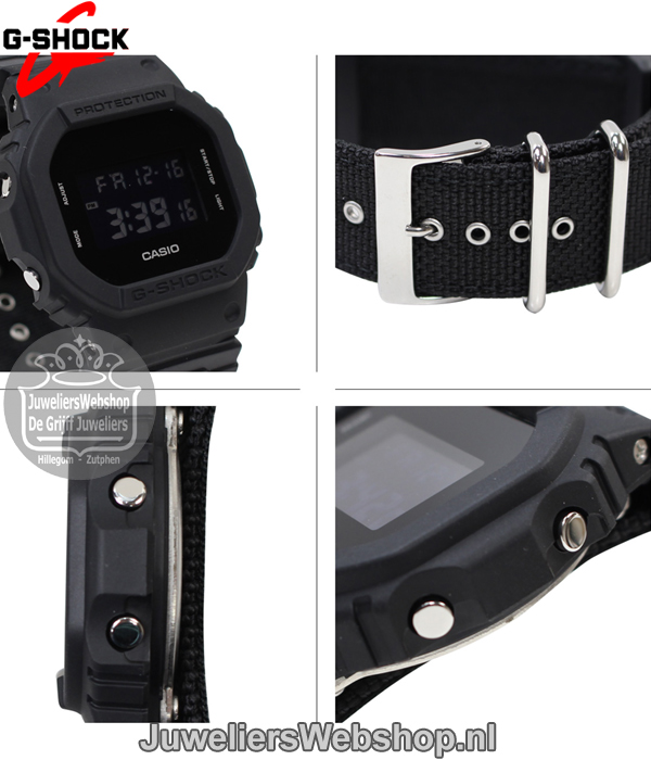 casoi g-shock black nato horloge dw-5600bbn-1er zwart