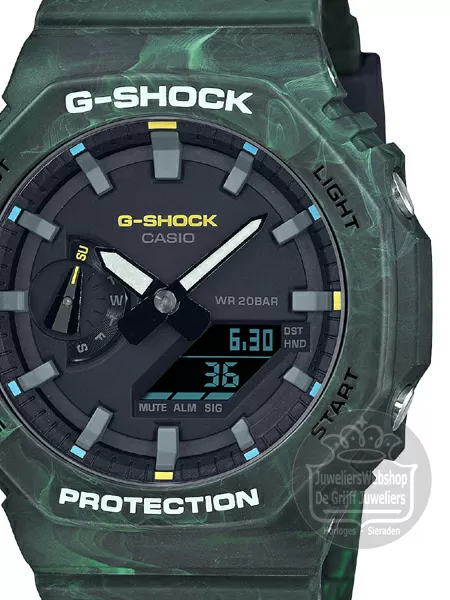 Tegenover Kauwgom Genre Casio G-SHOCK GA-2100FR-3AER G-Shock Horloge Analoog Digitaal Groen