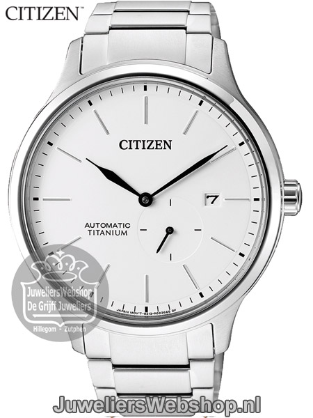 Citizen Automatic NJ0090-81A Titanium Horloge met witte Wijzerplaat