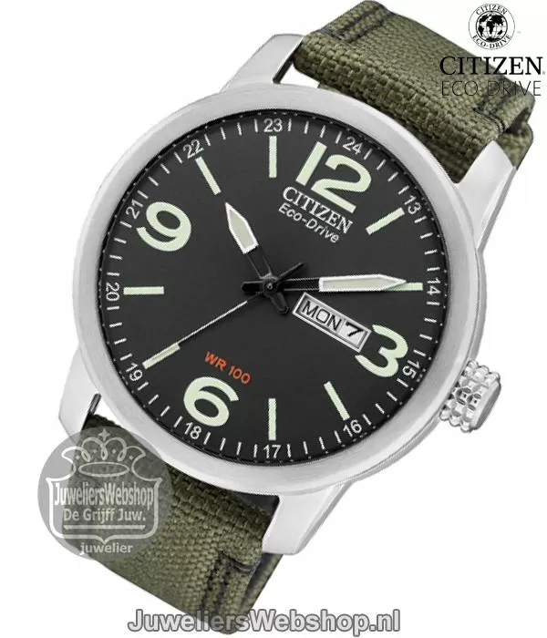 Citizen BM8470-11EE horloge Eco Drive Edelstaal Pilot