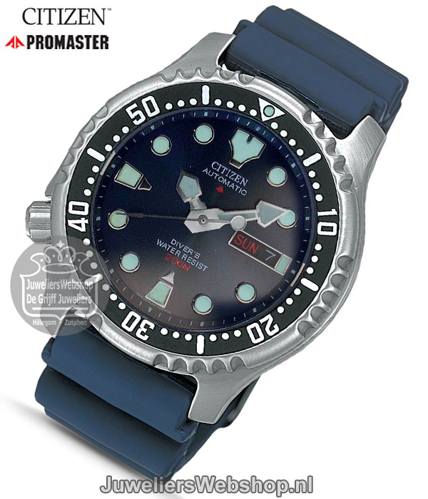 citizen duik horloge ny0040-17le mechanisch blauw