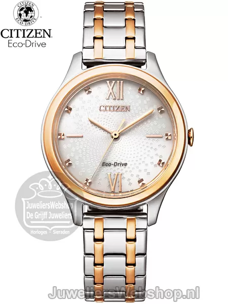 Cater rijk Klooster Citizen horloge EM0506-77A dames eco drive met zilveren wijzerplaat