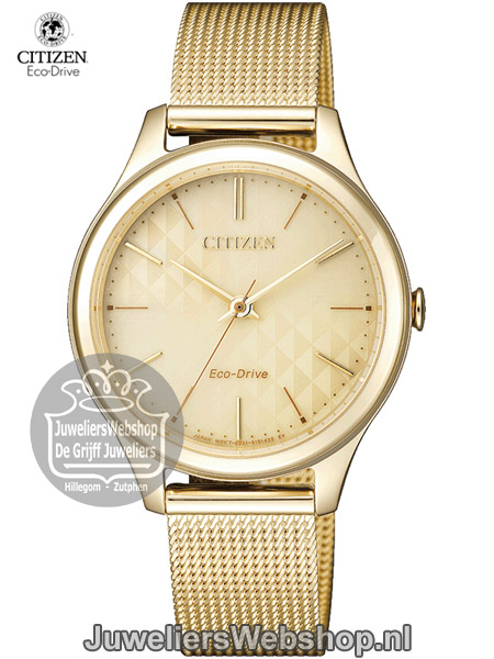 citizen horloge em0502-86p eco drive elegance goud