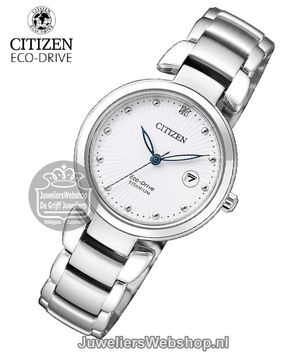 Citizen EW2500-88A Eco Drive Dames Horloge Titanium Wit