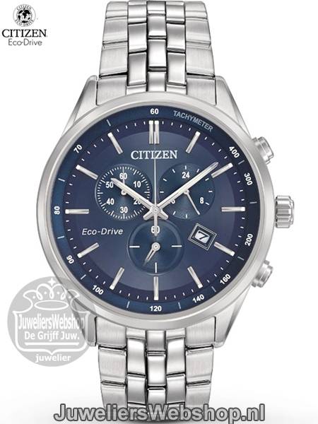 citizen chrono heren horloge blauw eco drive at2141-52l