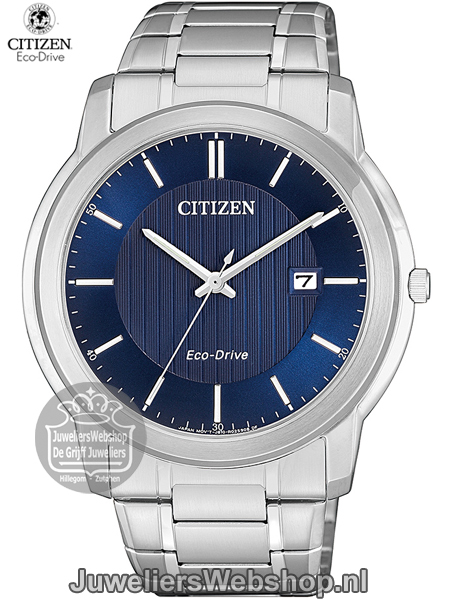 Citizen AW1211-80L heren horloge eco drive staal blauw