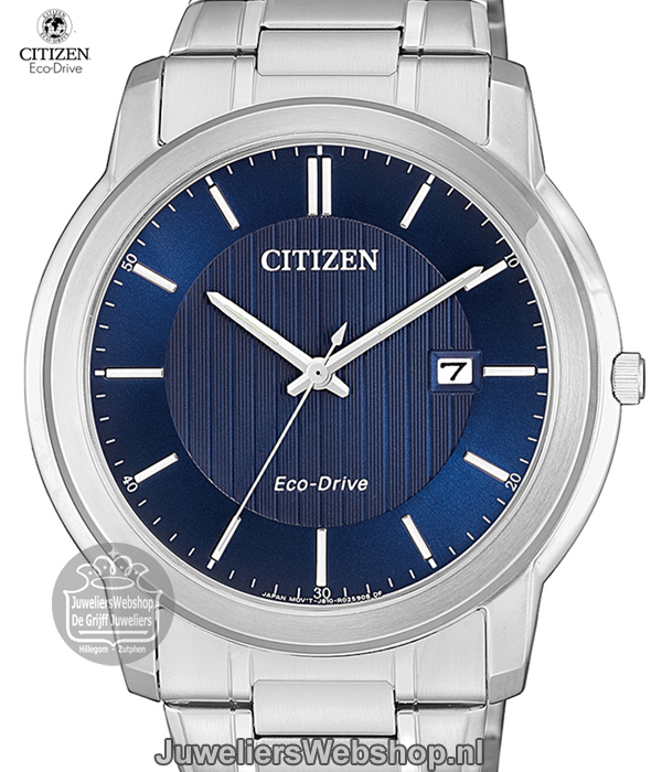 citizen aw1211-80l heren horloge eco drive staal blauw