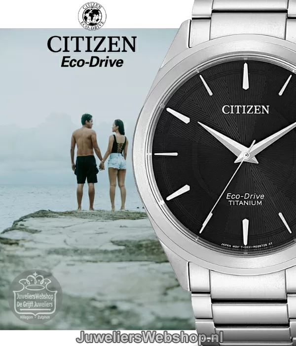 Citizen BJ6520-82E heren horloge Eco Drive Super Titanium zwart
