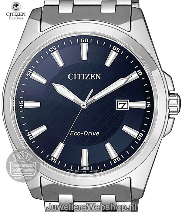 citizen eco drive heren horloge staal blauw bm7108-81l