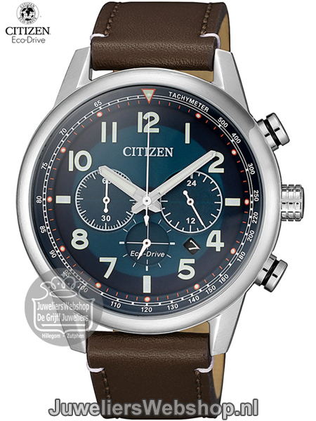 citizen heren horloge eco drive chronograaf ca4420-13l blauwe wijzerplaat