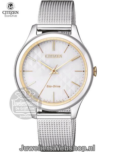 citizen horloge em0504-81a eco drive elegance bicolor