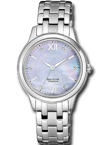 Citizen horloge EM0720-85Y eco drive titanium dames parelmoer