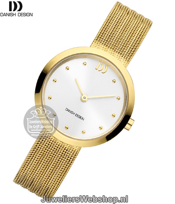danish design iv05q1210 dames horloge staal goudkleurig