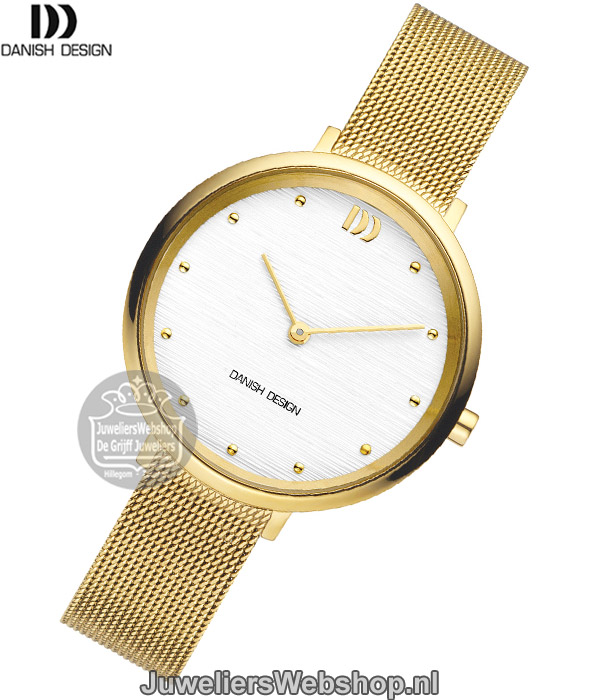 danish design iv05q1218 dames horloge staal goudkleurig