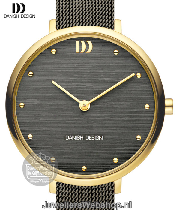 danish design iv70q1218 dames horloge staal grijs met goud