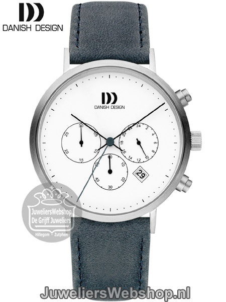 Danish Design IQ22Q1245 chrono horloge heren blauwe leren band