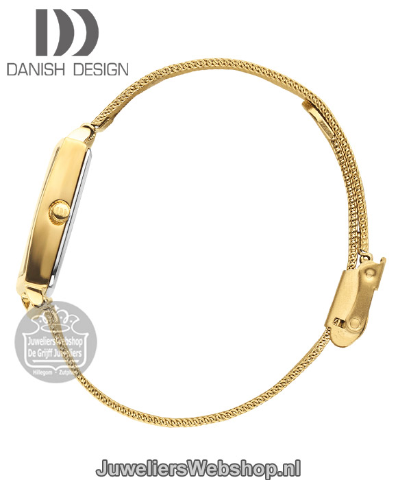 danish design iv05q1248 dames horloge staal vierkant goudkleurig