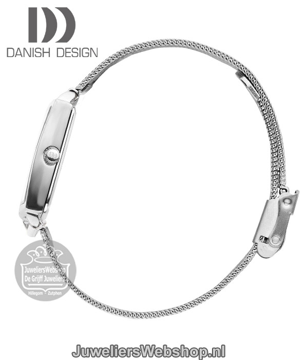 danish design iv62q1248 dames horloge staal vierkant zilverkleurig