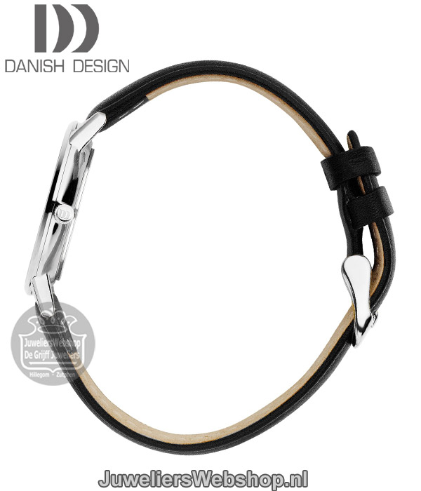 danish design iv12q1251 dames horloge met zwarte leren band