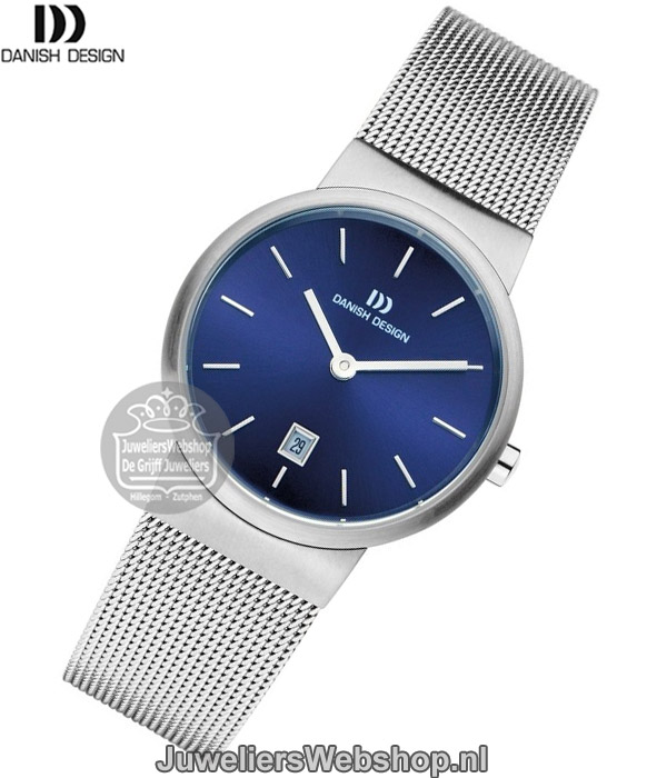 danish design iv68q971 dames horloge staal met blauwe wijzerplaat