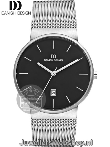 danish design iq63q971 staal herenhorloge met zwarte wijzerplaat
