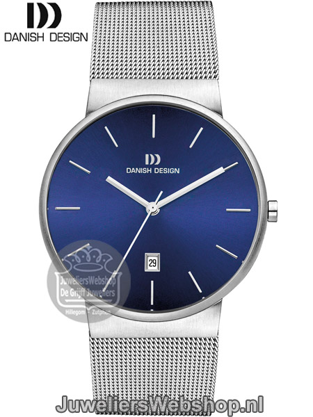 danish design iq68q971 staal herenhorloge met blauwe wijzerplaat
