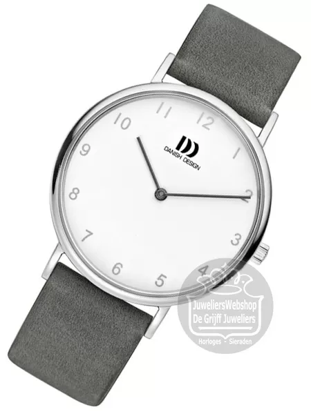 Danish Design dames horloge IV14Q1173 staal met grijze leren band