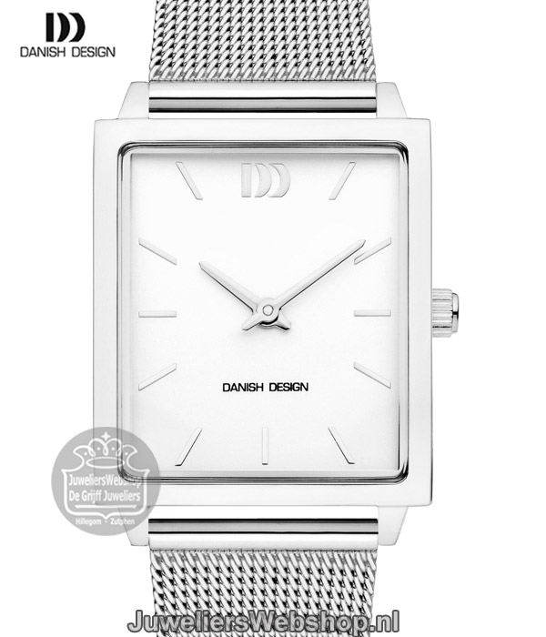 danish design iv62q1255 dames horloge staal rechthoek zilver