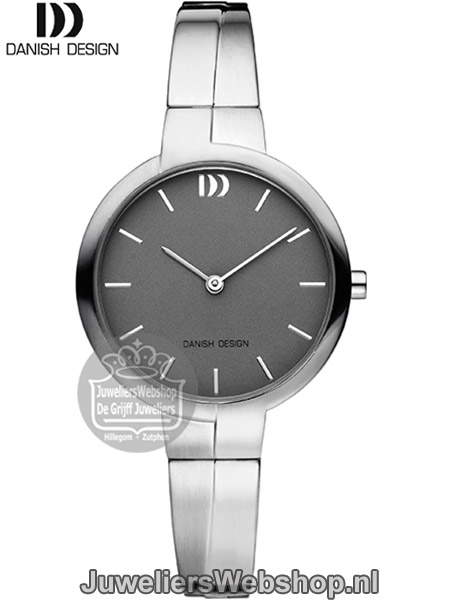 danish design rosamund horloge iv64q1225 dames staal zilver met grijze wijzerplaat