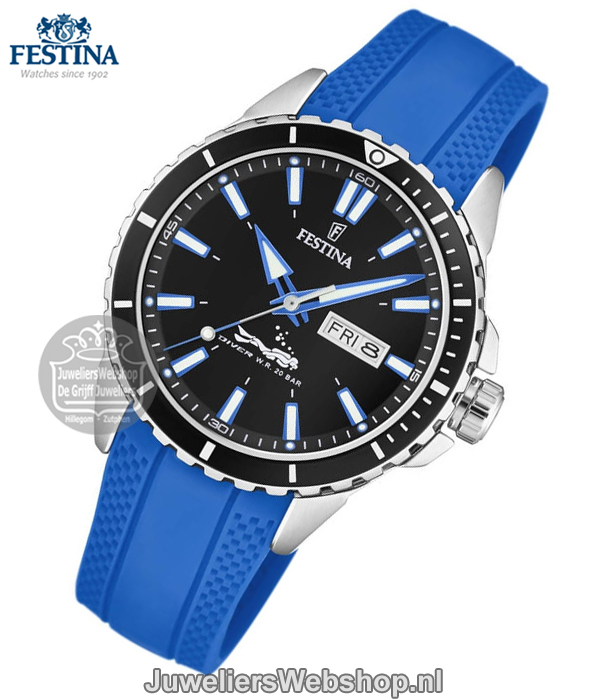 festina the originals horloge f20378-3 blauw duiker