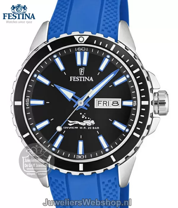 Festina The Originals duikhorloge F20378-3 heren blauw met zwart