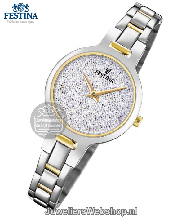 festina f20380/1 mademoiselle dames horloge met swarovski bicolor