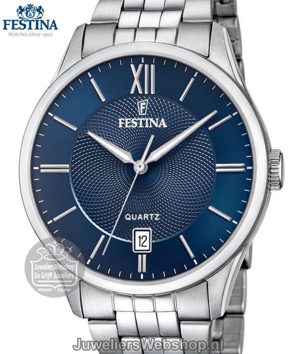 Festina F20425-2 horloge heren staal blauw