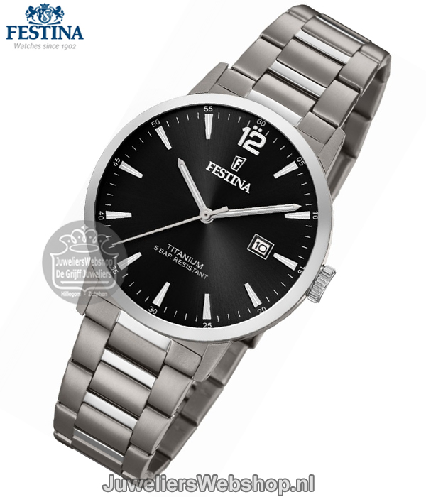 festina titanium herenhorloge F20435/3 zwarte wijzerplaat