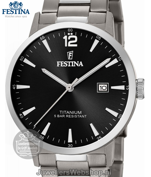 Festina F20435-3 horloge heren titanium zwart